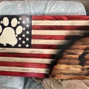 Rustic Red and White Paw Print Art Wall Decor